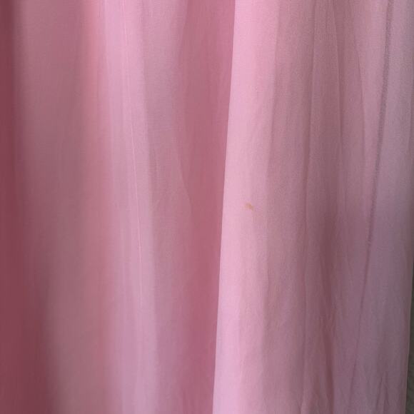 Vintage 70s Pink Lace & Chiffon Mock Neck Bishop Sleeves Maxi Dress Size Small - Picture 8 of 9